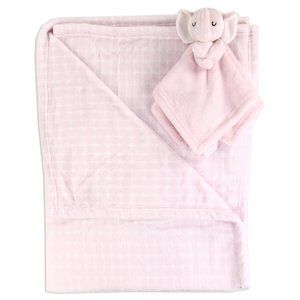 TAHARI BABY Fleece Blanket w/Pink Elephant Lovey. 30"x40" Blanket. Awesome Gift